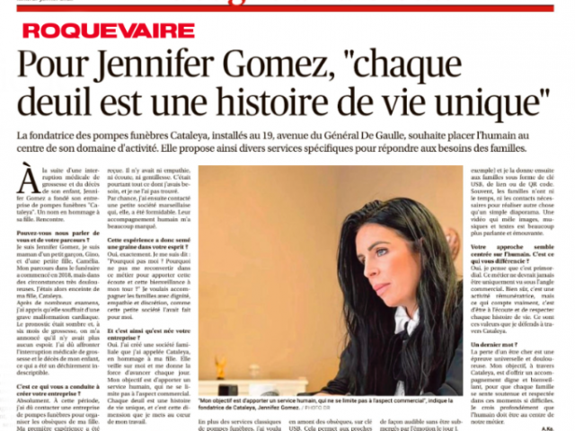 PARUTION LA PROVENCE POMPES FUNEBRES CATALEYA
